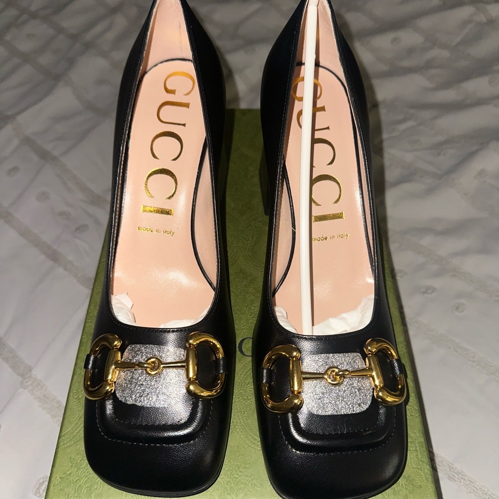 Gucci Horsebit Black Leather Pumps